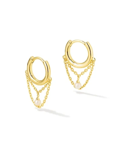 Davina 18k Gold Vermeil Pearl Huggie Earrings in Freshwater Cultured Pearl
