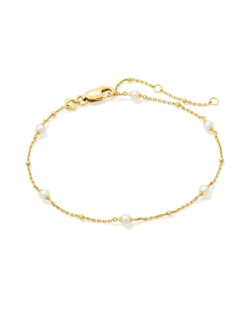 Emmaline Sterling Silver Delicate Chain Bracelet Freshwater Cultured Pearl