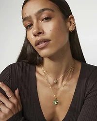 Kimberly 18k Gold Vermeil Pendant Necklace in Green Malachite