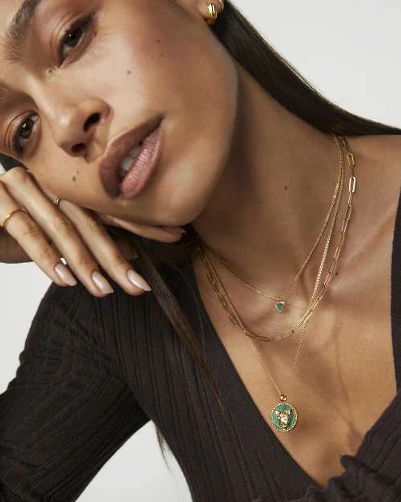 Kimberly 18k Gold Vermeil Pendant Necklace in Green Malachite