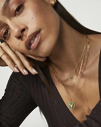 Kimberly 18k Gold Vermeil Pendant Necklace in Green Malachite