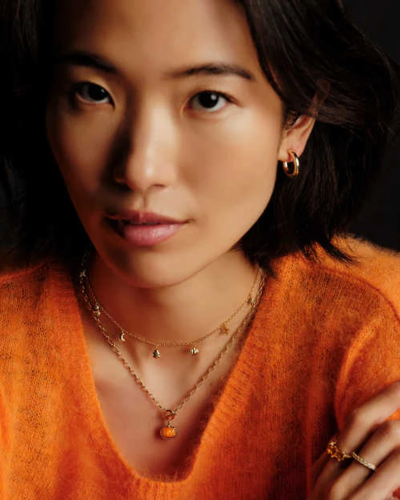 Pumpkin Gold Link and Chain Necklace