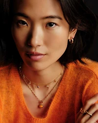 Pumpkin Gold Link and Chain Necklace