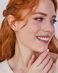 Tyler 14k Yellow Gold Huggie Earrings in White Diamond