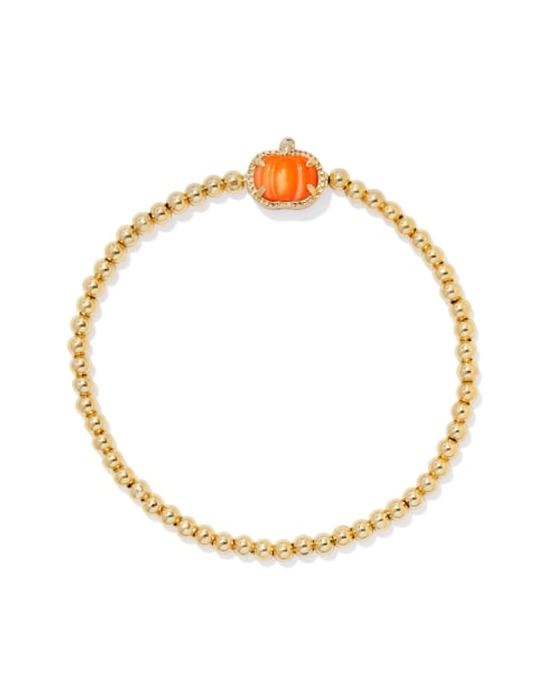 Pumpkin Silver Stretch Bracelet Orange Mother-of-Pearl