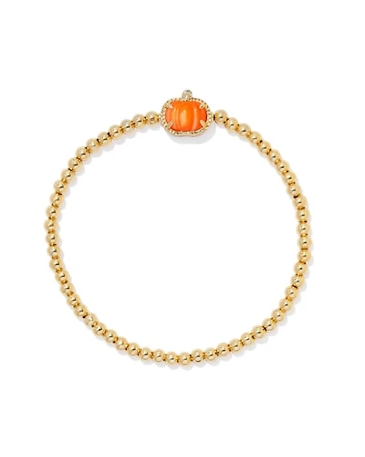 Pumpkin Silver Stretch Bracelet Orange Mother-of-Pearl