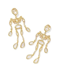 Skeleton Gold Statement Earrings Ivory Mother-of-Pearl