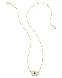 Elisa Gold Evil Eye Short Pendant Necklace in Ivory Mother-of-Pearl