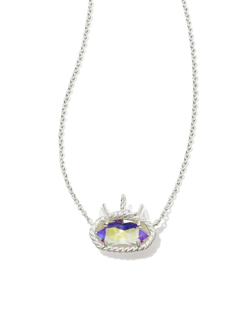 Elisa Unicorn Bright Silver Short Pendant Necklace Dichroic Glass