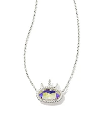 Elisa Unicorn Bright Silver Short Pendant Necklace Dichroic Glass