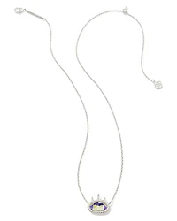 Elisa Unicorn Bright Silver Short Pendant Necklace Dichroic Glass