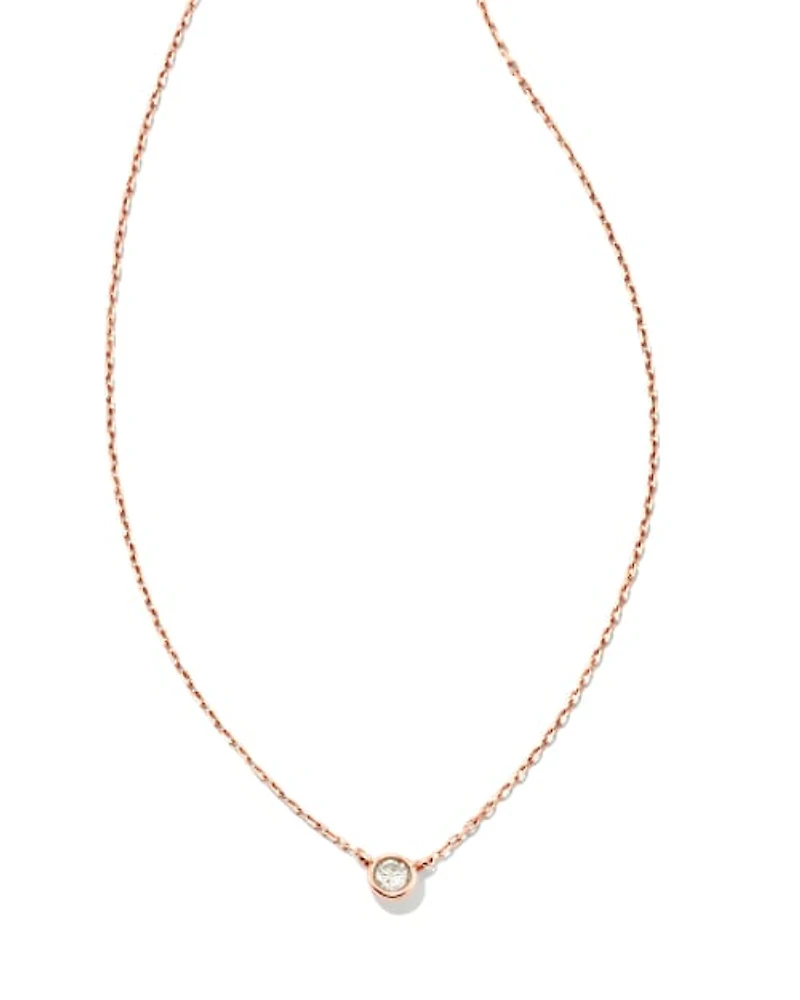 Audrey 14k Rose Gold Pendant Necklace in White Diamond