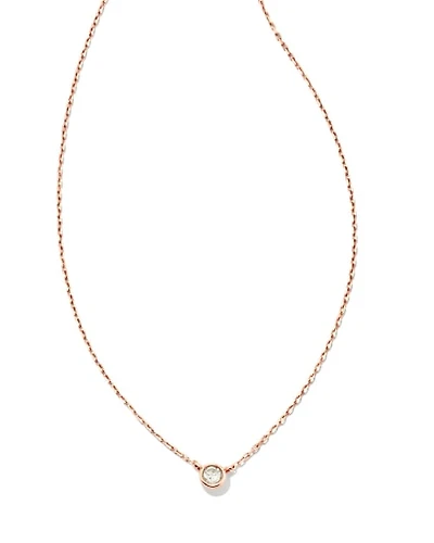 Audrey 14k Rose Gold Pendant Necklace in White Diamond