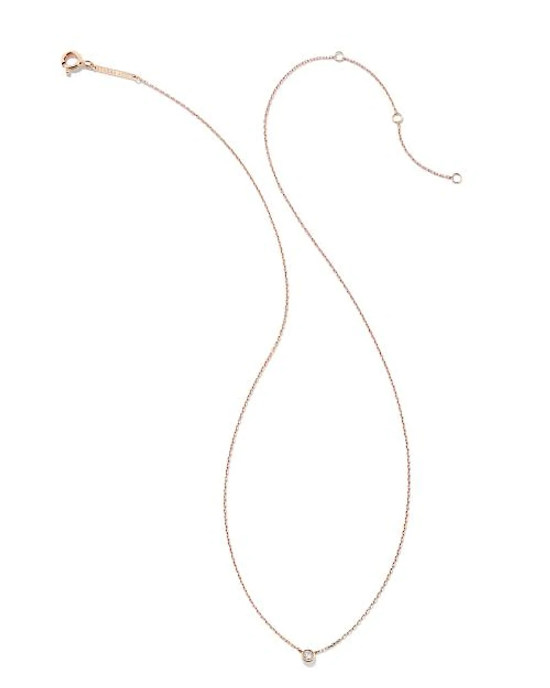 Audrey 14k Rose Gold Pendant Necklace in White Diamond