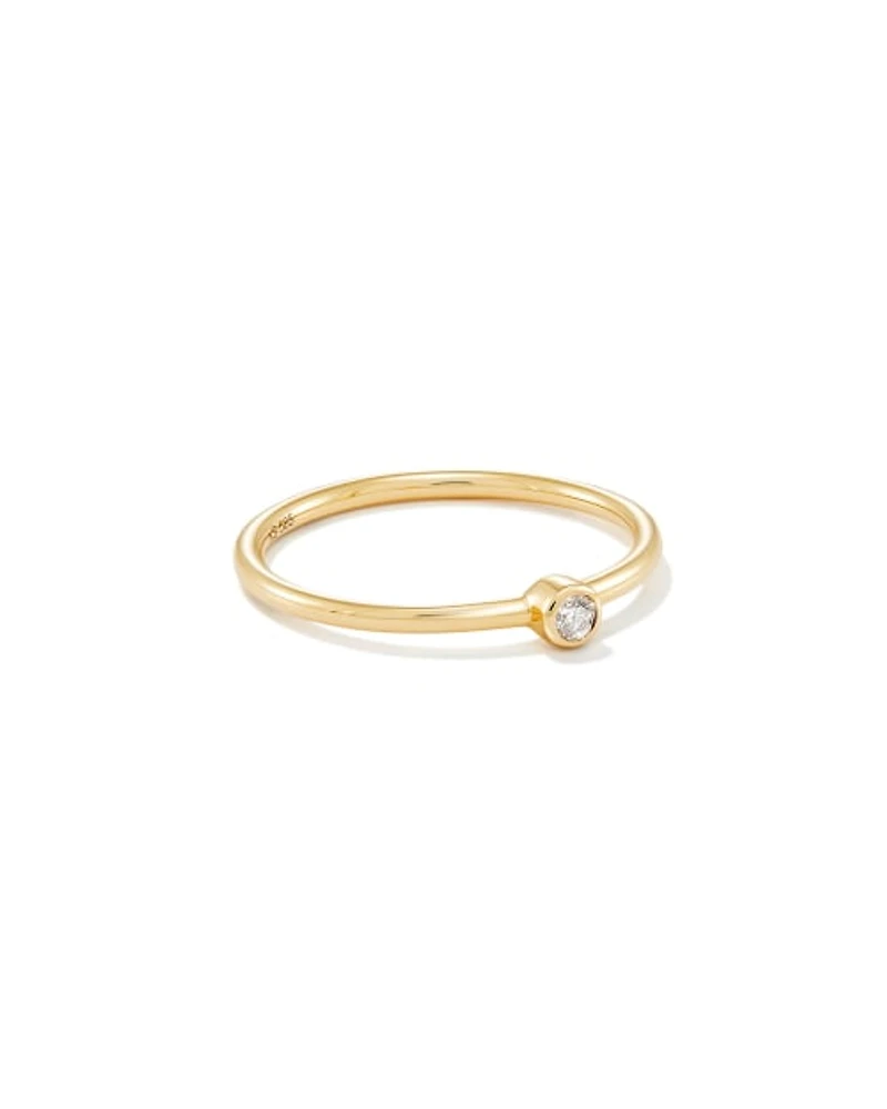 Audrey 14k Yellow Gold Band Ring White Diamond