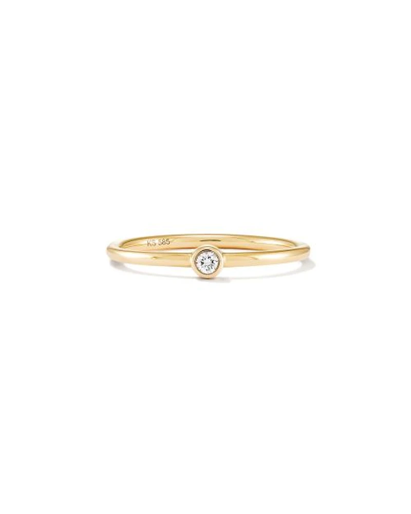 Audrey 14k Yellow Gold Band Ring White Diamond