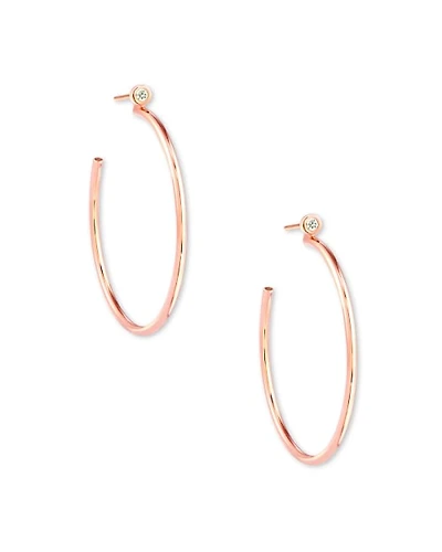 Audrey 14k Rose Gold Hoop Earrings White Diamond