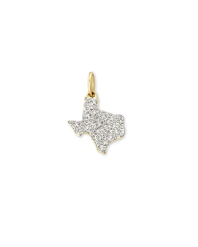0.15 ct Pave State of Texas 14k Yellow Gold Charm in White Diamond