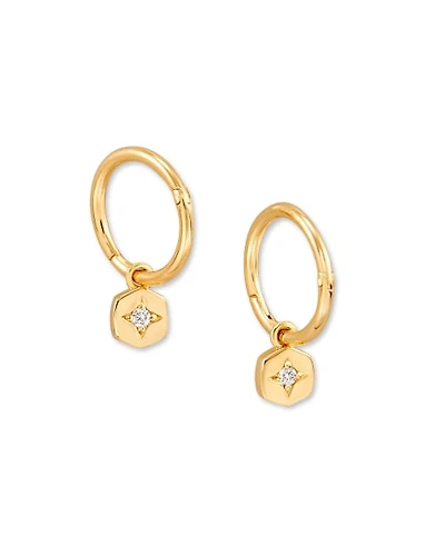 Adanna 18k Yellow Gold Vermeil Huggie Earrings White Topaz