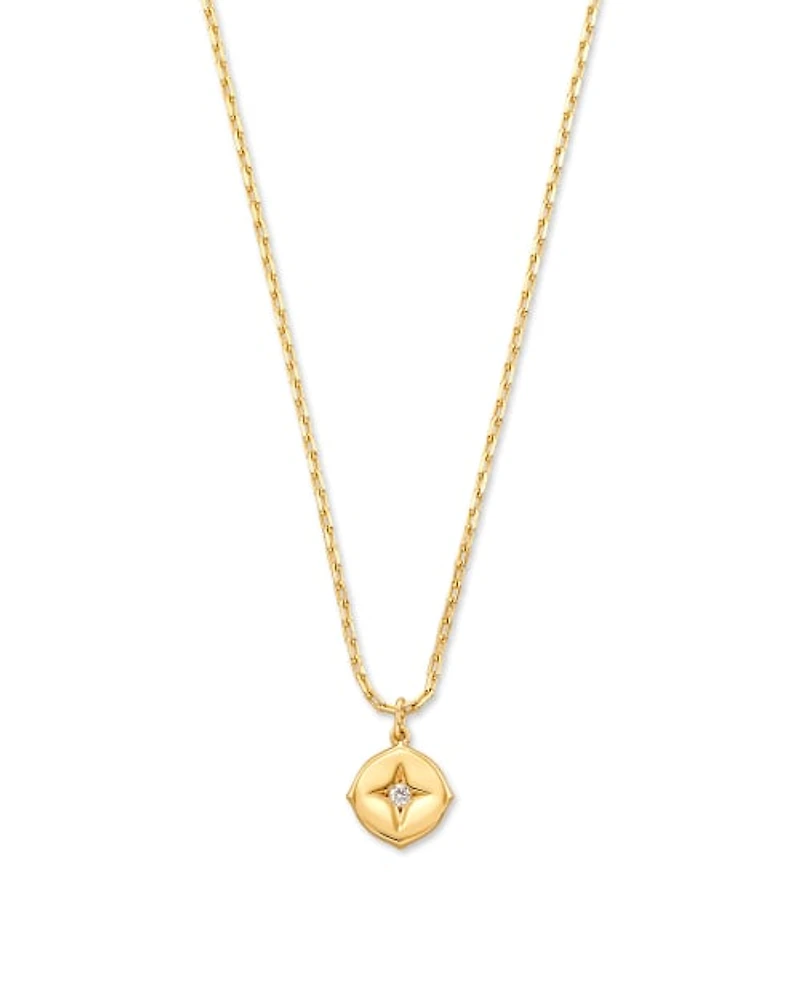 Adanna 18k Yellow Gold Vermeil Pendant Necklace in White Diamond