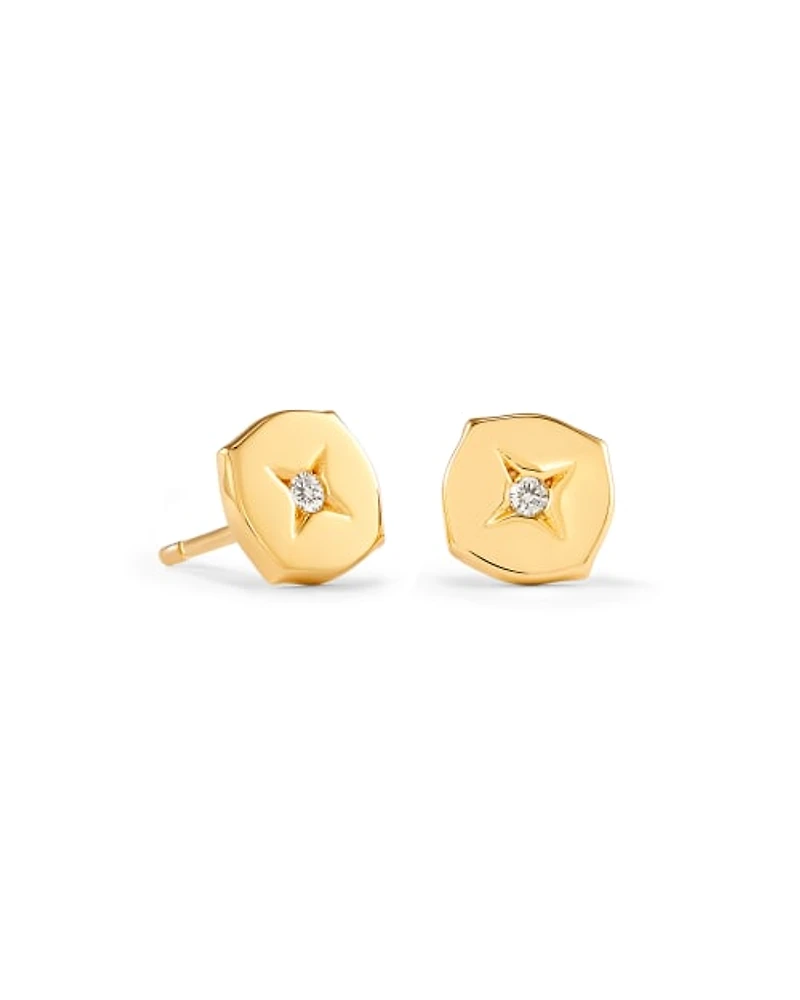 Adanna 18k Yellow Gold Vermeil Stud Earrings White Diamond
