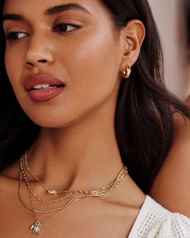 Kinsley Silver Multi Strand Necklace in Ivory Mother-of-Pearl