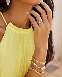 Genevieve Gold Delicate Chain Bracelet White Crystal