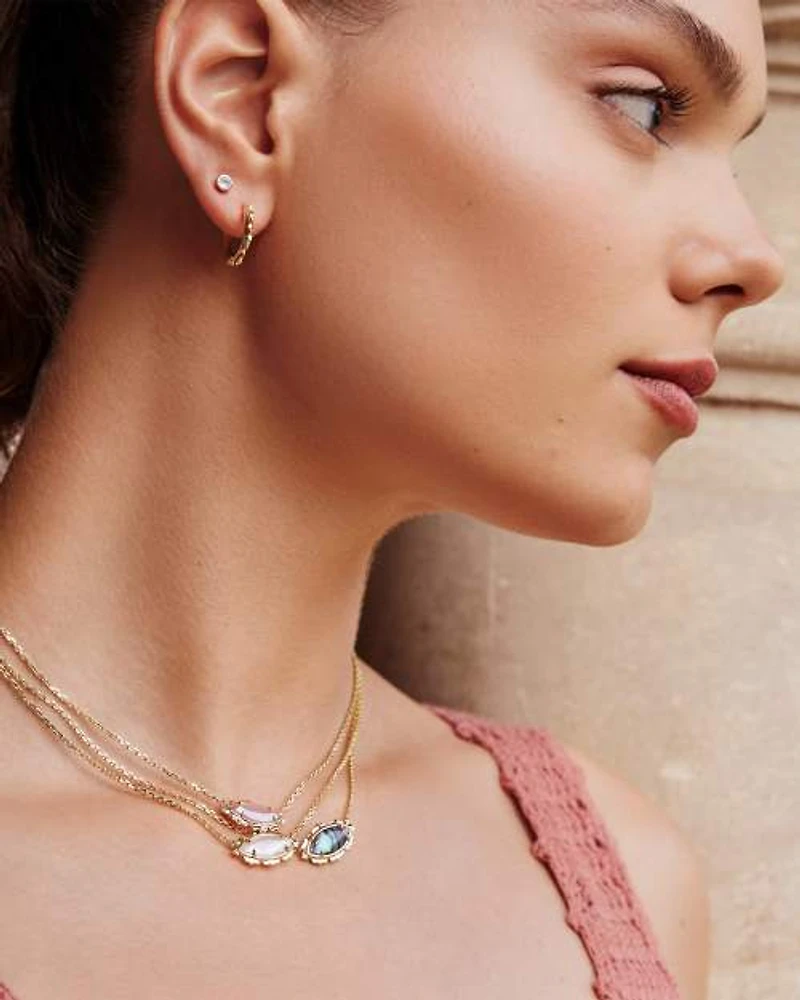 Genevieve Gold Short Pendant Necklace Ivory Mother-of-Pearl