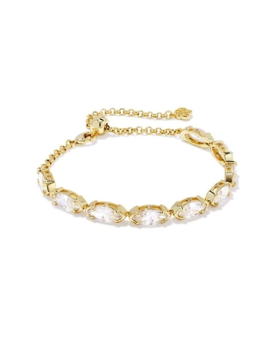 Genevieve Gold Delicate Chain Bracelet White Crystal
