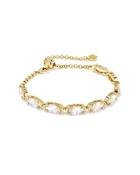 Genevieve Gold Delicate Chain Bracelet White Crystal