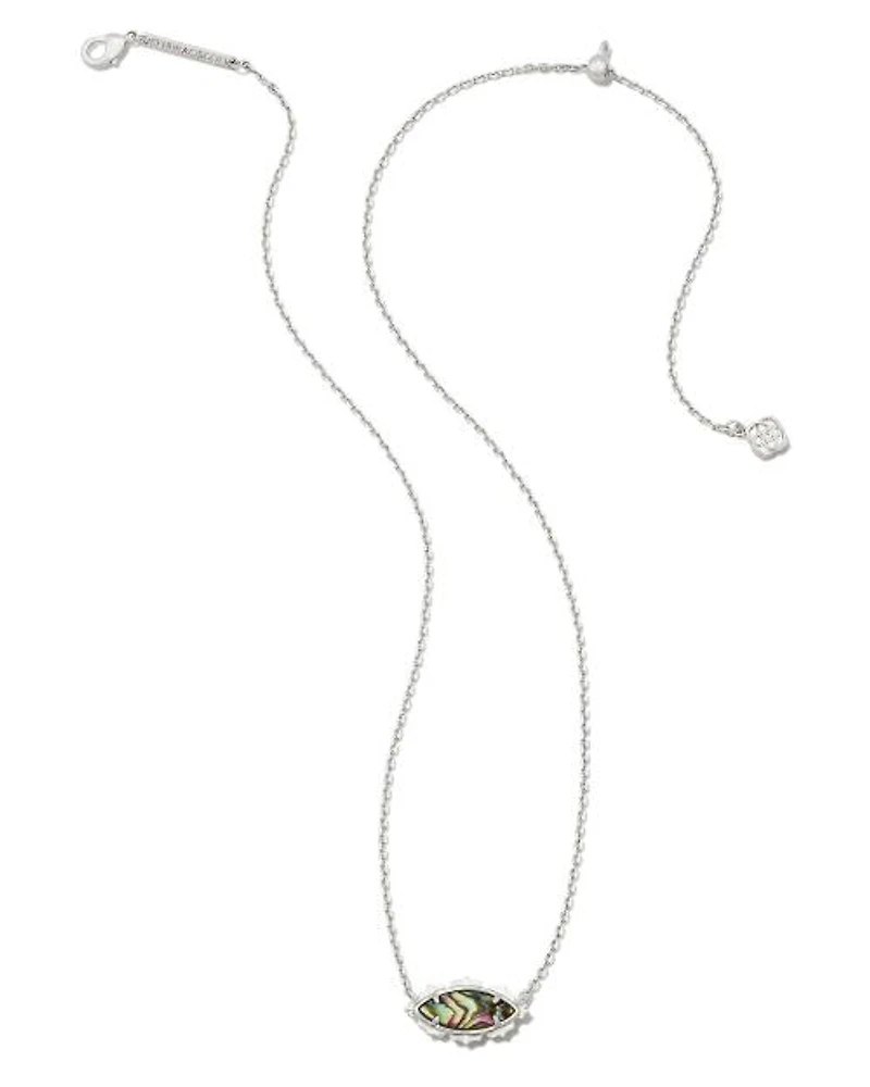 Genevieve Silver Short Pendant Necklace in Abalone