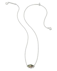 Genevieve Silver Short Pendant Necklace in Abalone