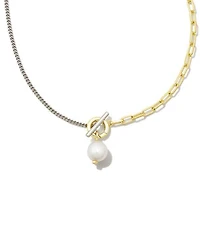 Leighton Convertible Mixed Metal Pearl Chain Necklace in Freshwater Cultured Pearl