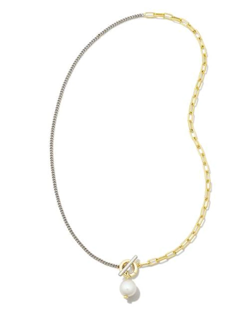 Leighton Convertible Mixed Metal Pearl Chain Necklace in Freshwater Cultured Pearl