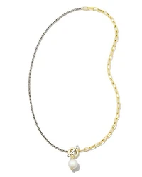 Leighton Convertible Mixed Metal Pearl Chain Necklace in Freshwater Cultured Pearl