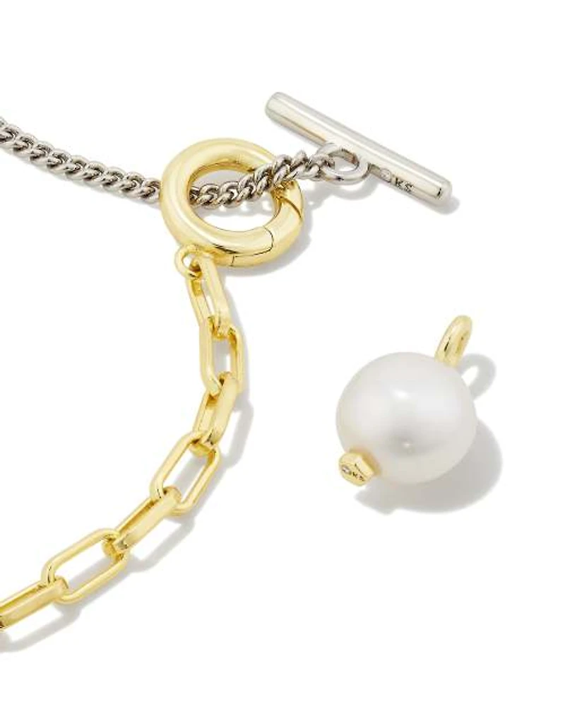 Leighton Convertible Mixed Metal Pearl Chain Necklace in Freshwater Cultured Pearl