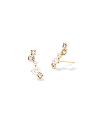 Leighton Gold Pearl Ear Climber Earrings in Freshwater Cultured Pearl
