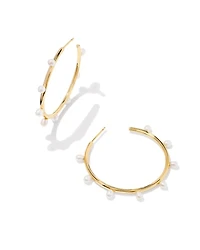 Leighton Silver Pearl Hoop Earrings in Freshwater Cultured Pearl