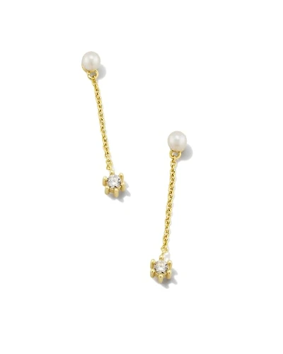 Leighton Silver Pearl Linear Earrings Freshwater Cultured