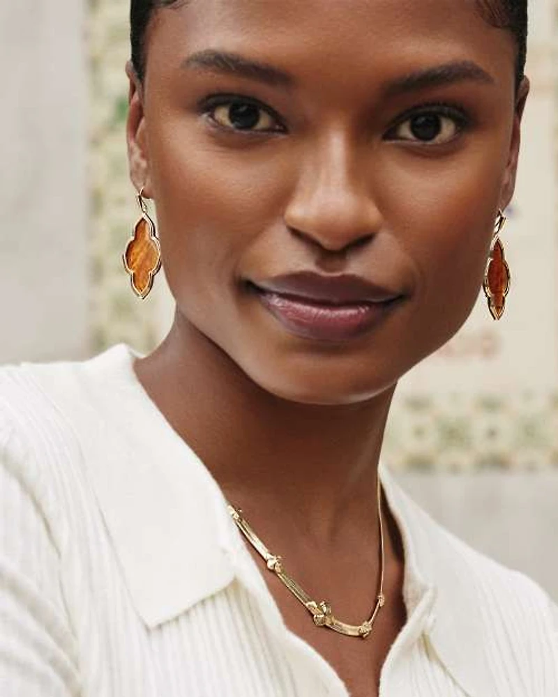 Framed Abbie Gold Drop Earrings in Light Burgundy Illusion