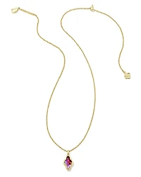 Framed Abbie Gold Short Pendant Necklace in Light Burgundy Illusion