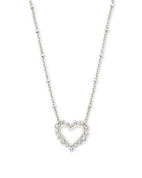 Ari Heart Silver Pendant Necklace White Crystal