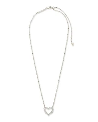Ari Heart Silver Pendant Necklace White Crystal