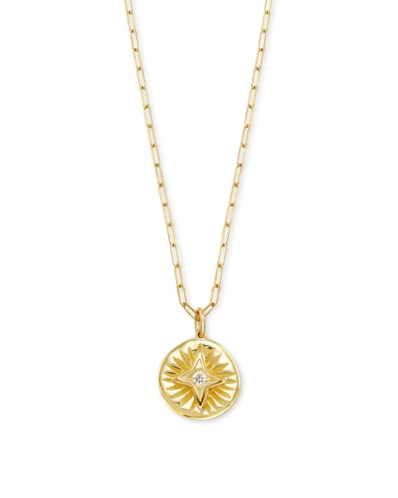 Bright Star 14k Yellow Gold Necklace in White Sapphire