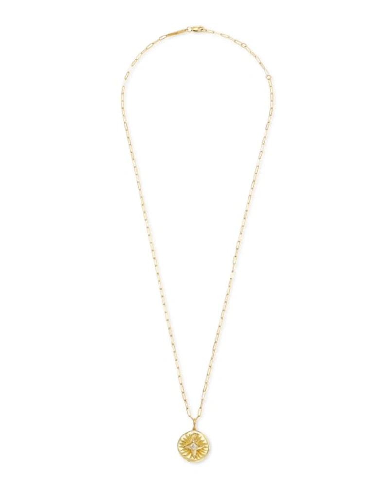 Bright Star 14k Yellow Gold Necklace in White Sapphire