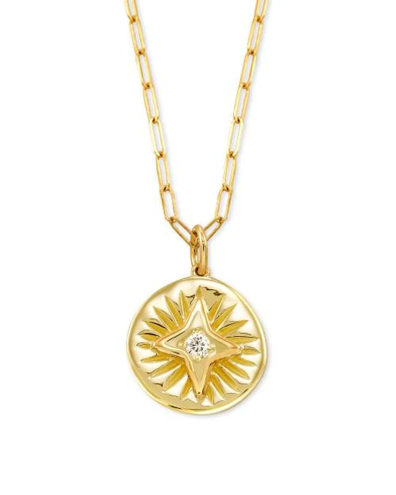 Bright Star 14k Yellow Gold Necklace in White Sapphire