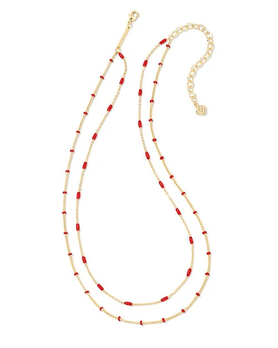 Dottie Gold Multi Strand Necklace White