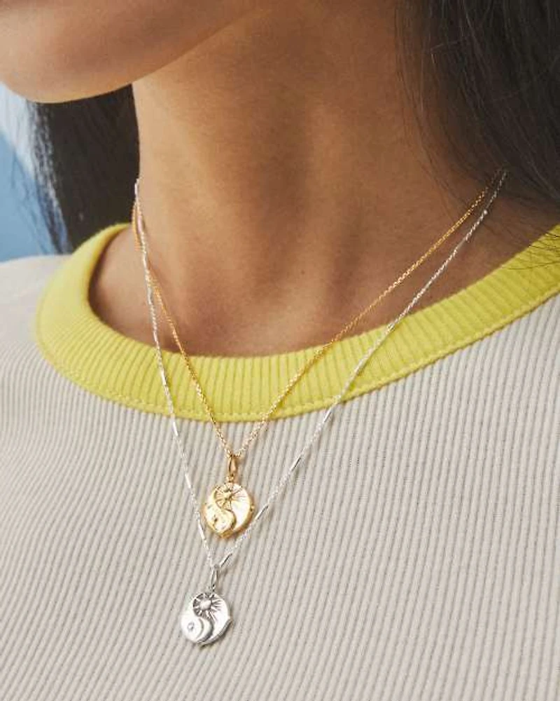 Sun & Moon Charm Oxidized Sterling Silver