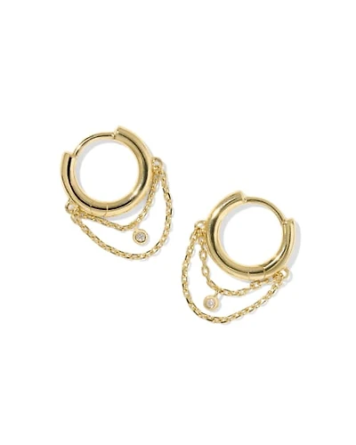 Davina 18k Yellow Gold Vermeil Huggie Earrings White Diamond