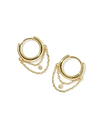 Davina 18k Yellow Gold Vermeil Huggie Earrings White Diamond